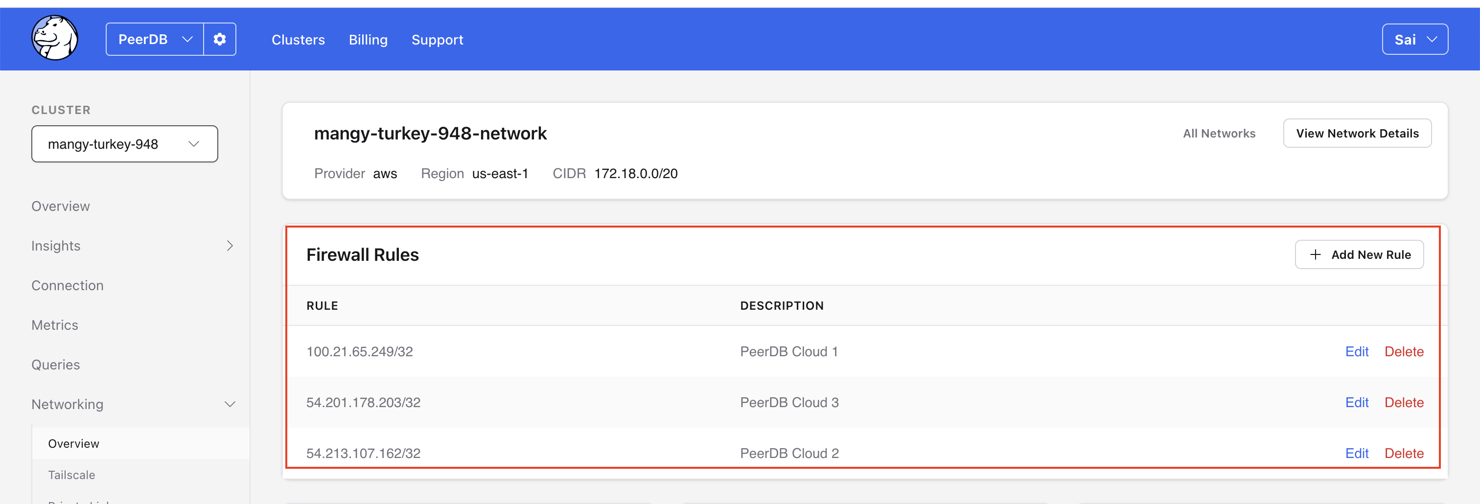 ClickPipes용 Firewall 규칙(Firewall Rules) 추가