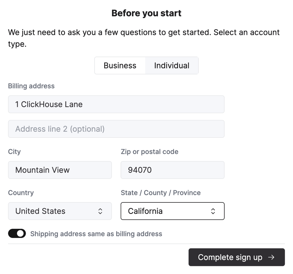 ClickHouse Cloud 로그인 페이지