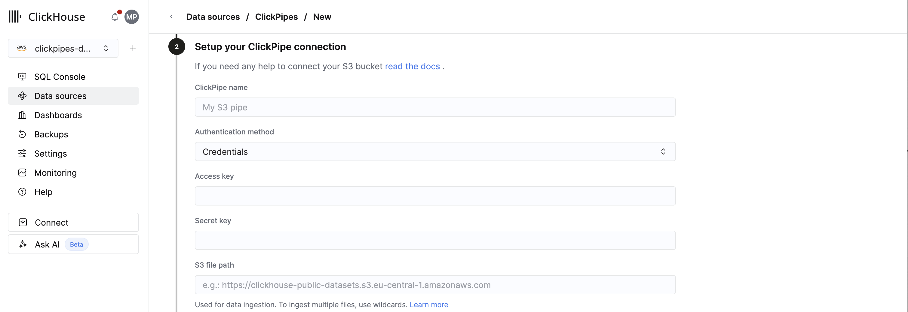 S3 ClickPipes용 IAM 자격 증명