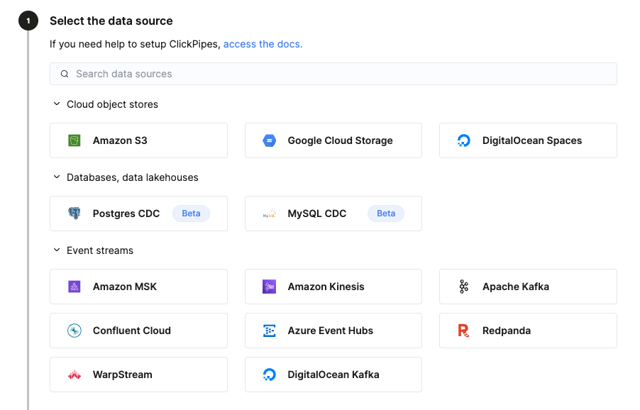 데이터 소스 선택