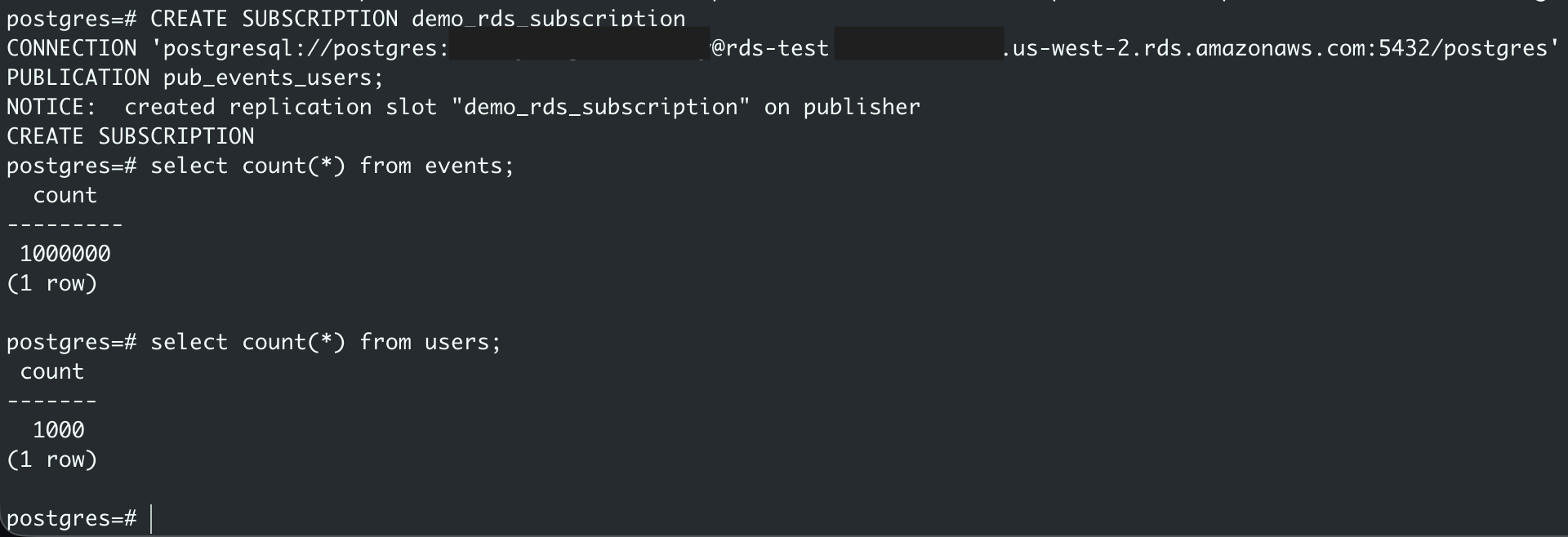 논리 복제 후 마이그레이션 �결과