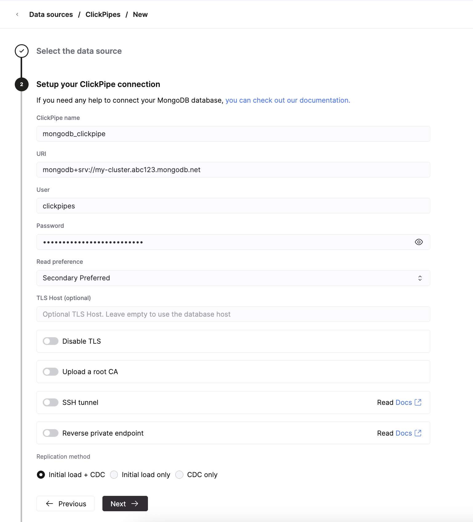 연결 �정보 입력
